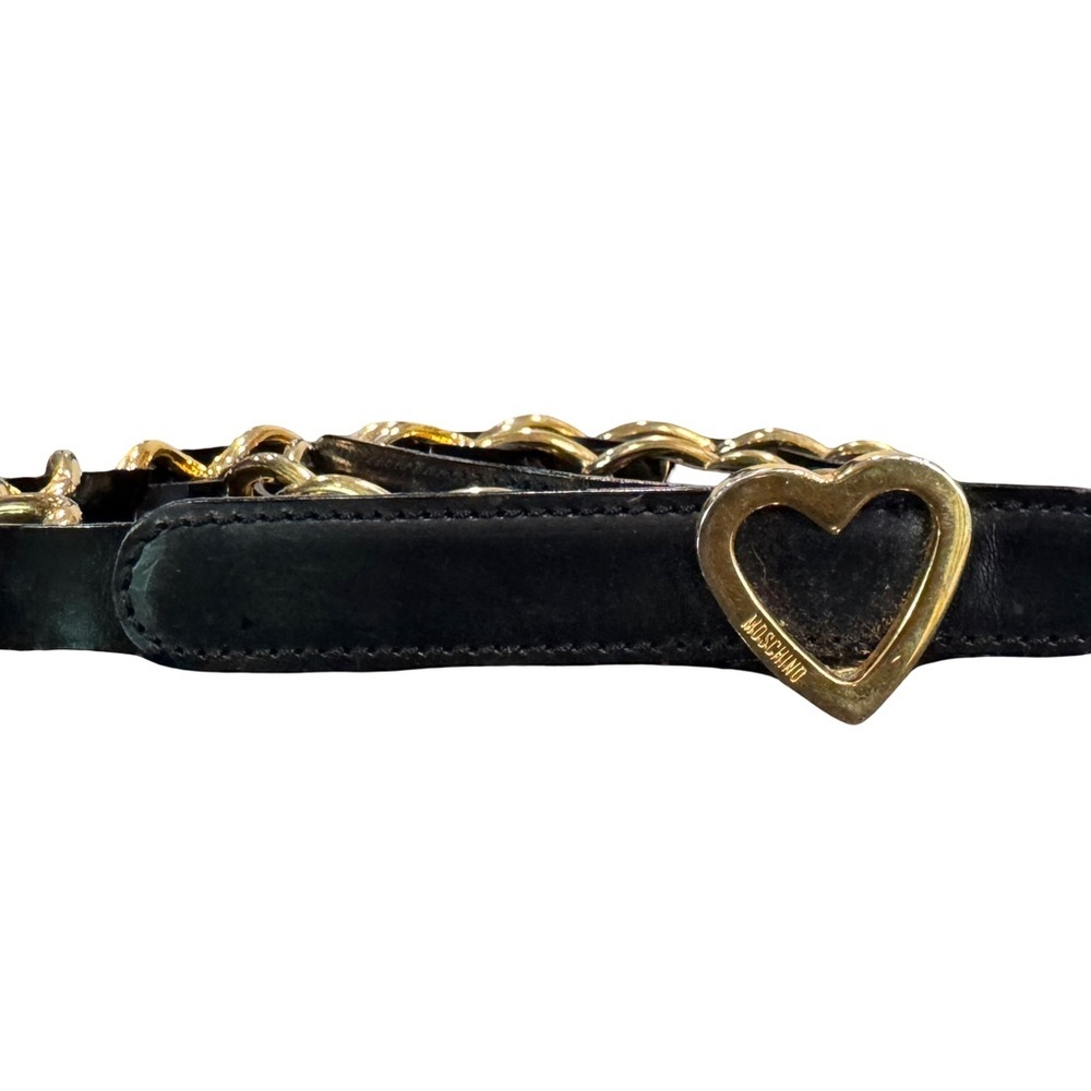 Vintage Moschino Patent Leather Belt with Heart and Chain - Redwall Collection - Picture 2 of 12